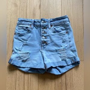 Aeropostale jean shorts size 000 teens/womens high wasted midi with button fly